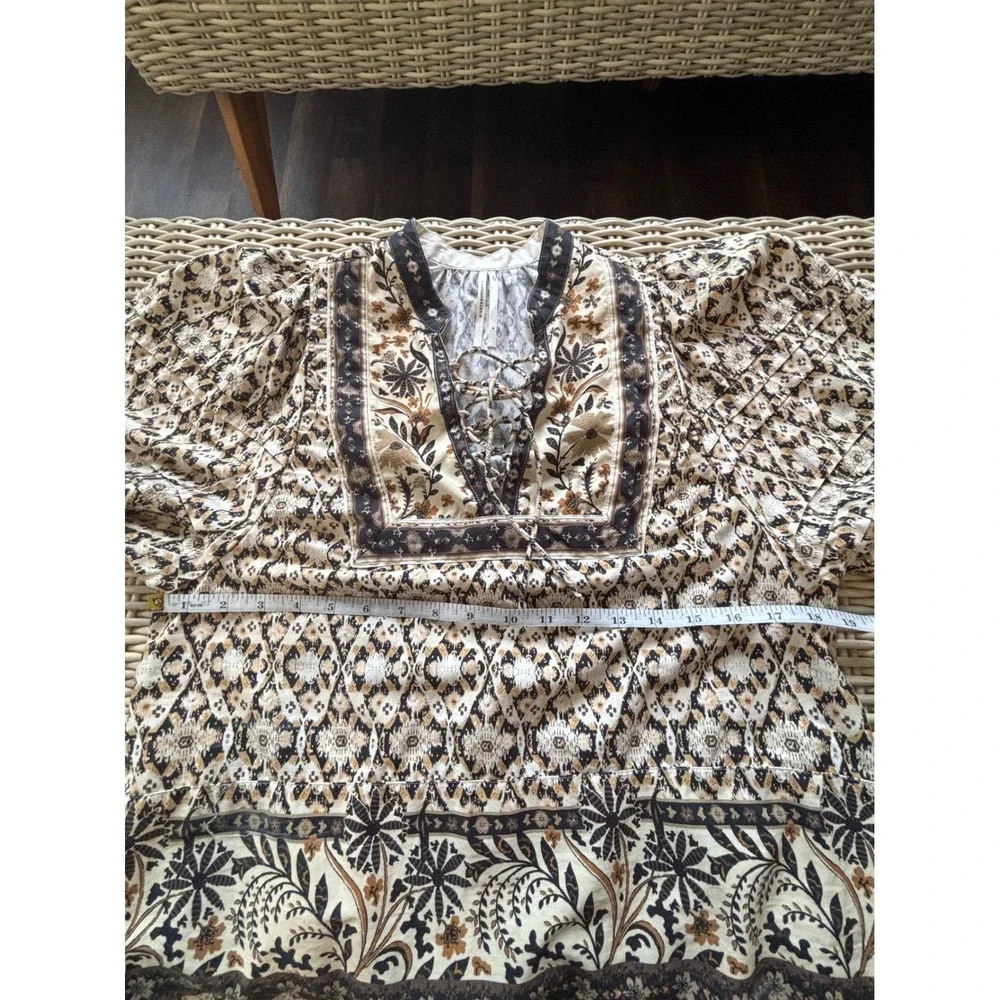 Anthropologie Pleated Puff Sleeve Blouse Small Boho cottage core croquette